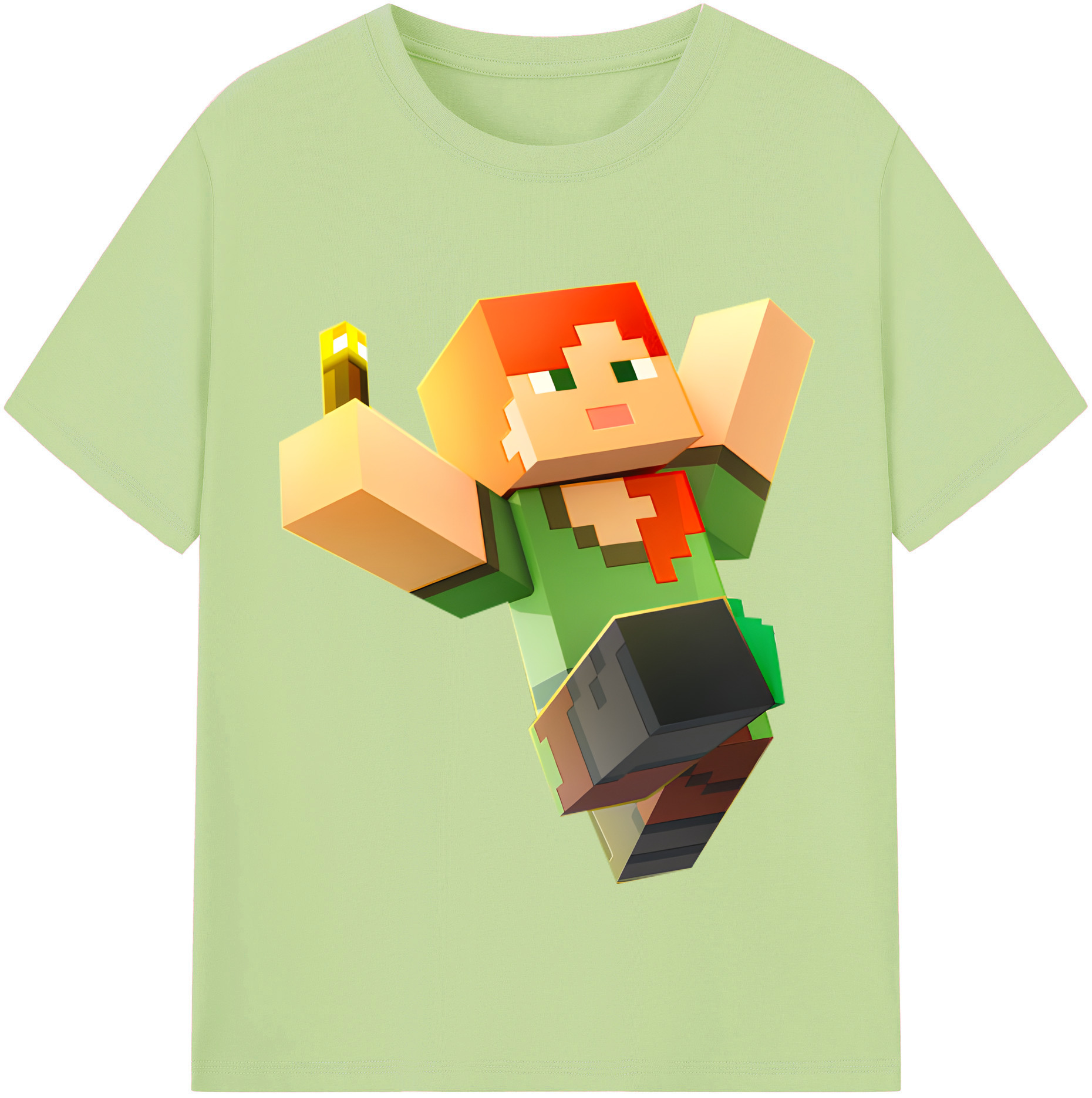 （画像用） マインクラフト ブロックの世界 Minecraft MC Block world 綿100％半袖Tシャツ（フロントプリント）